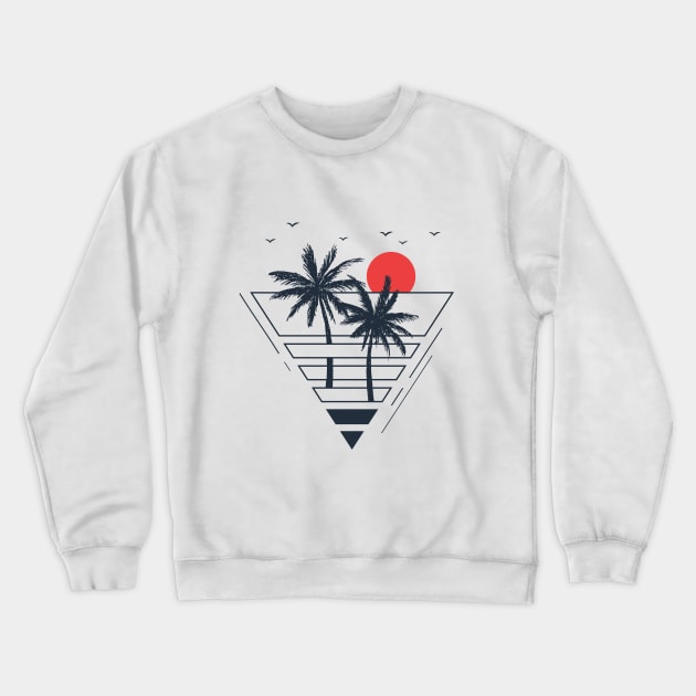 Sunset. Palms. Geometric Style Crewneck Sweatshirt by SlothAstronaut